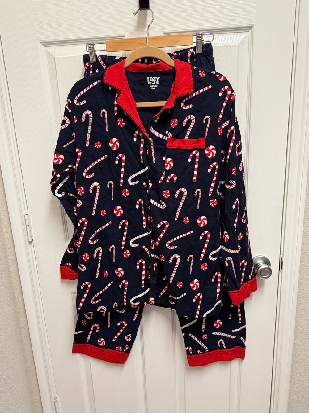 Lazy One Navy Candy Cane Pajama Set